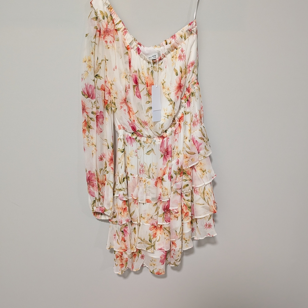 Ever New One Arm Floral Dress - Pink and Cream